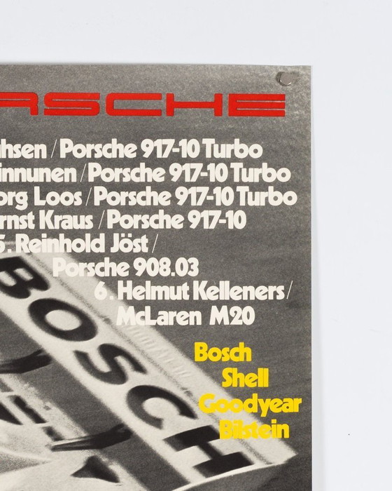 Image 1 of Imola Interserie 5x Porsche – 1973 – Originele Vintage Porsche Poster van Atelier Strenger – Mid-Century Modern – 102x76 cm