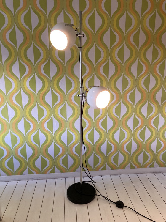 Image 1 of Lampadaire vintage de style spatial avec 2 spots sphériques