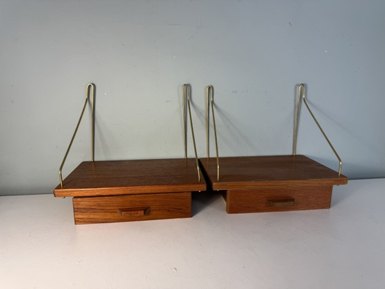 Prachtige Set Vintage Deense Nachtkastjes (Jaren '60) – Wood, Brass (photo 12 of 14)