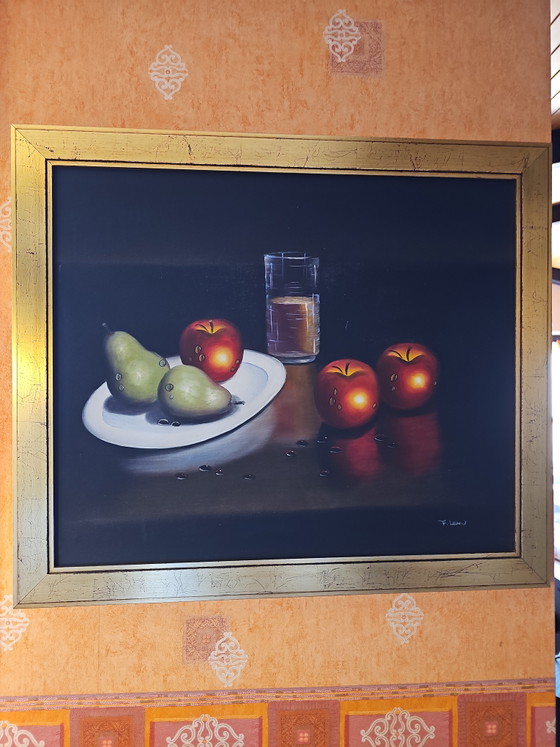 Large oil painting Still Life Apples - Frank Lean - Oil on wood – Paintings & Drawings (photo 6 of 6)