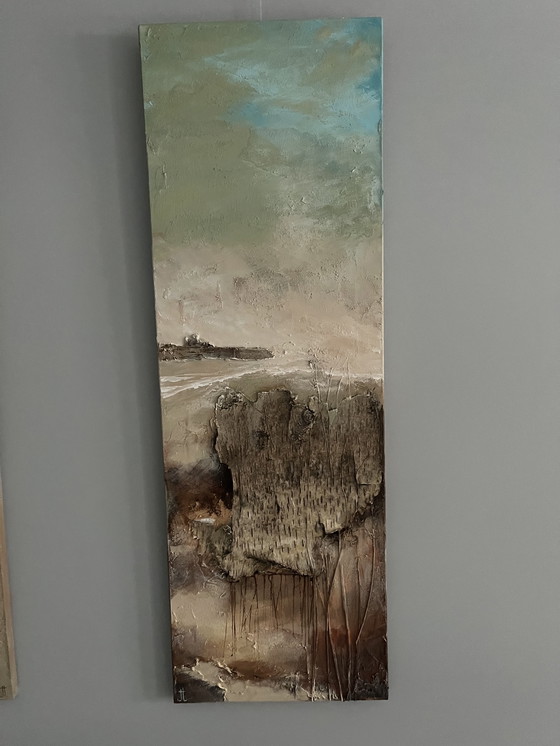 Image 1 of Twee abstracte schilderijen van 190 cm x 40 cm