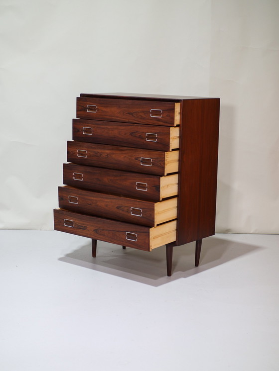 Image 1 of Tall Chest of Drawers Danish Vintage Rosewood Metal