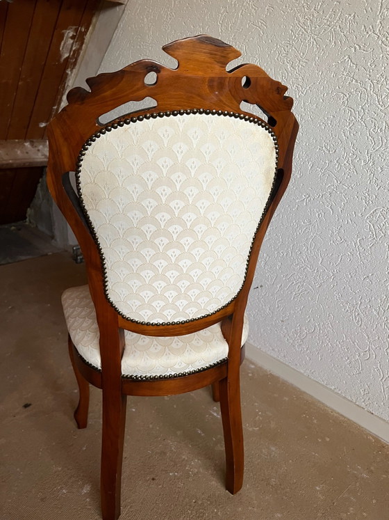 6 barocke Esszimmerstühle – Stoff, Holz (photo 5 of 6)