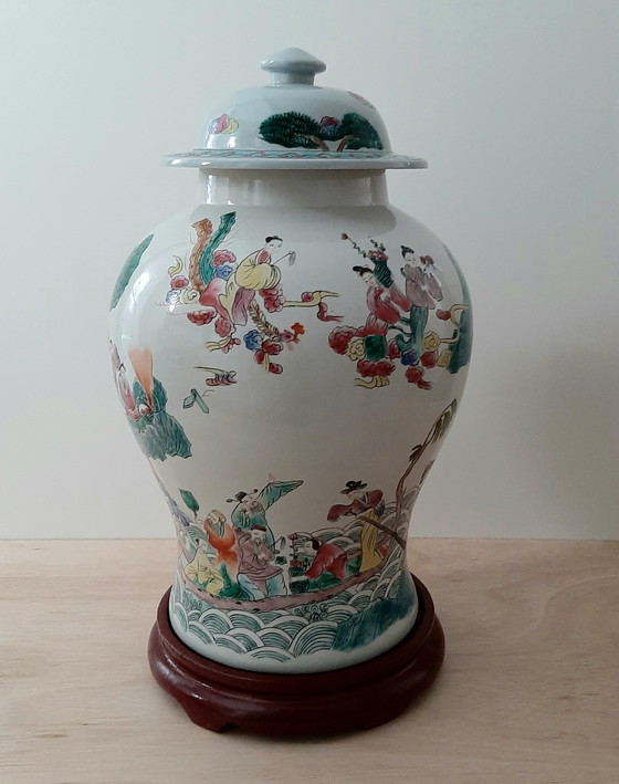 Image 1 of Chinese lidded pot XL Famille rose, midcentury