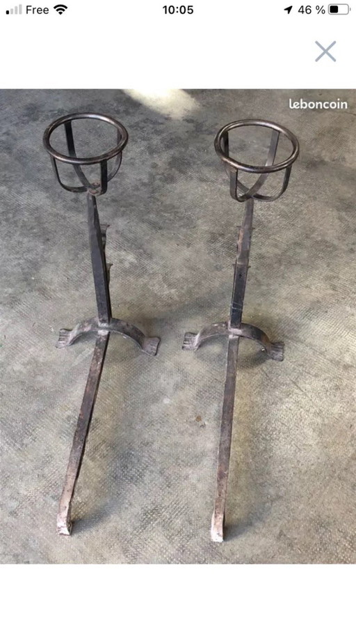 Pair of 18th-century wrought iron andirons