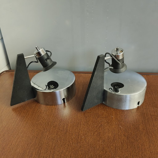 Pair of Lucien Gau LG Paris 23651 Spotlights – French Postmodern Design c. 1990 – wandlampen, Chrome (photo 2 of 15)