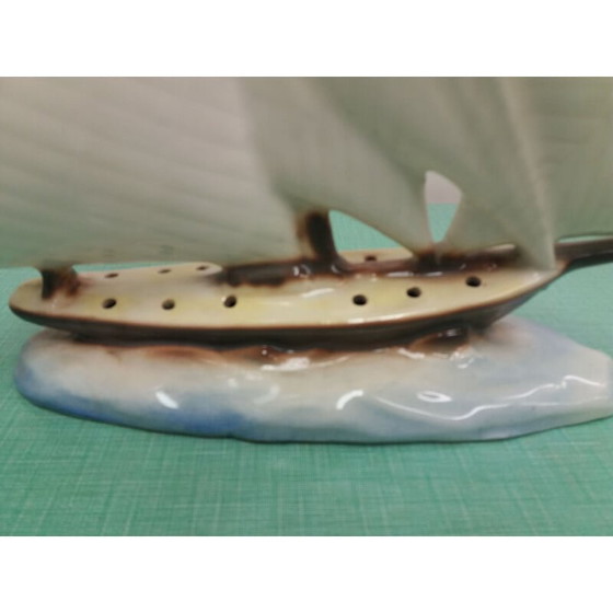 Image 1 of Vintage ceramic sailboat, Czechoslovakia 1935