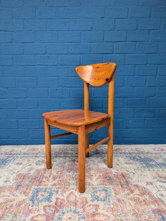 Image 1 of Vintage grenen eettafel met vier stoelen, jaren 70