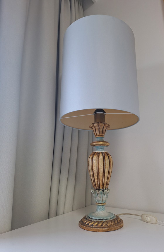 Image 1 of Barokke Lampenvoet Met Vintage Patina En Moderne Kap