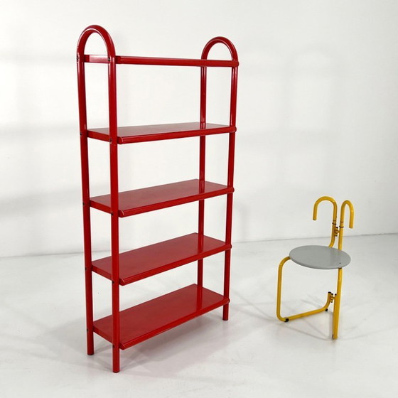 Image 1 of Mensola tubolare rossa, anni '80