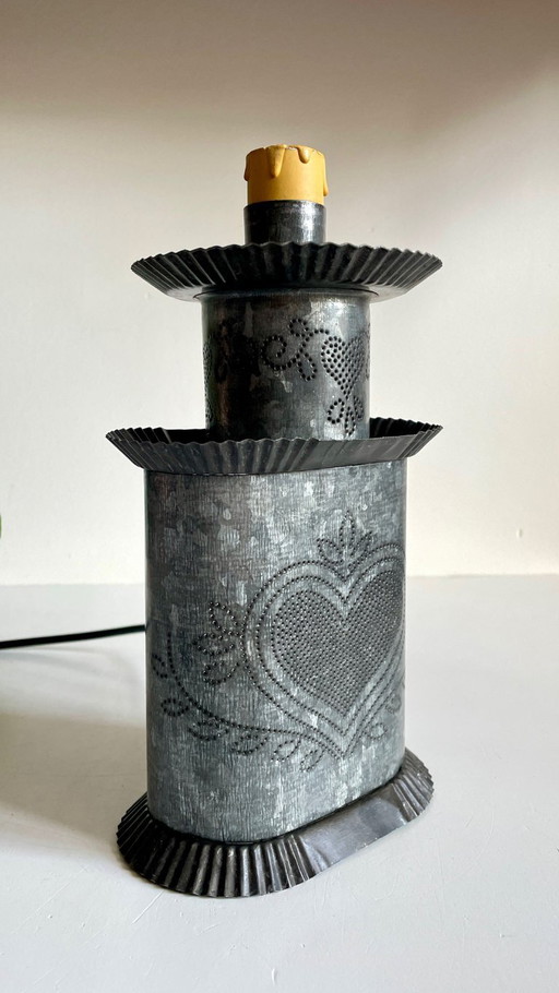 Vintage Zinc Heart Lamp