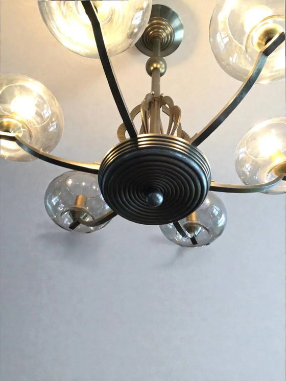Art Deco Chandelier – Pendant lamps, Metal, Glass (photo 4 of 17)