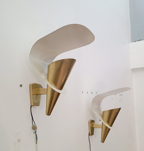 Image 1 of Apliques de pared modernistas de Metalarte, 1950-60.