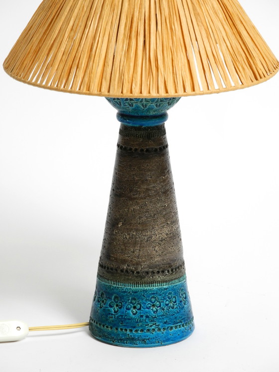 Image 1 of Beautiful 1960s Rimini Blue Ceramic Table Lamp by Aldo Londi for Bitossi, Italy