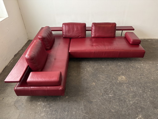 Rolf Benz Dono corner sofa leather red