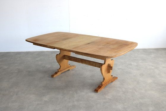 Image 1 of brutalist oak extendable dining table