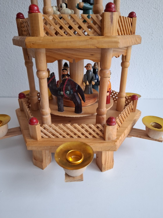 Image 1 of Vintage Christmas pyramid 3 tiers Ore Mountains