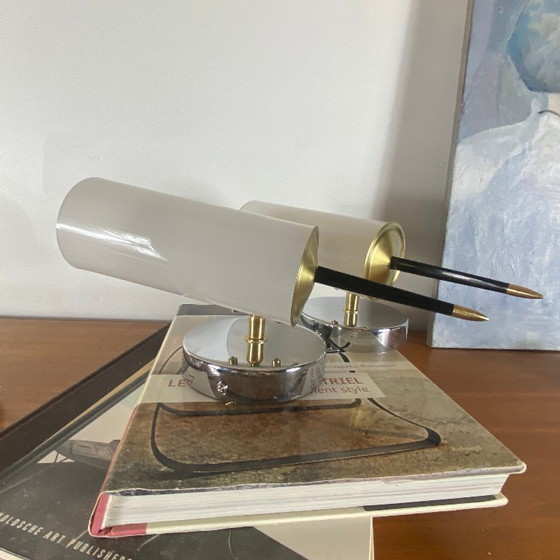 Pair of Vintage Plexiglass Plastic and Brass Wall lights (photo 3 of 9)