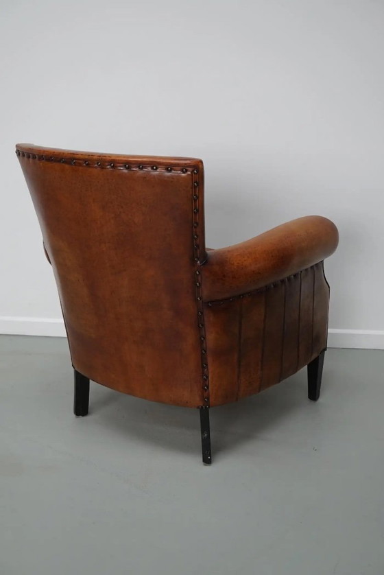 Image 1 of Vintage Nederlandse leren clubfauteuil in cognackleur