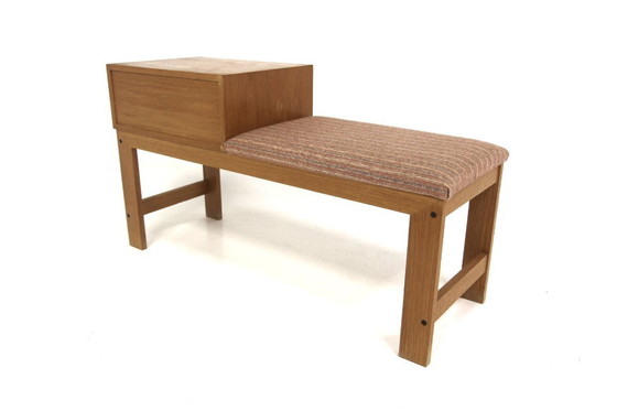 Image 1 of Scandinavian oak telephone bench, Sweden, 1960