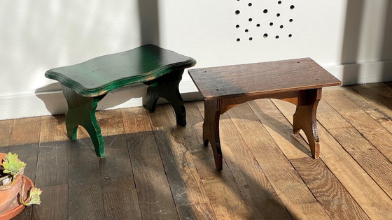 Image 1 of 2 mini Vintage WOODEN TABOURETS