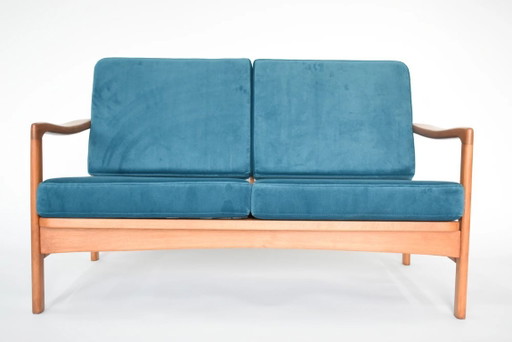 2-seater BZ sofa bed in blue velvet