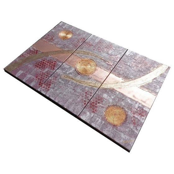 Image 1 of Abstract Paintings A1213 — Large textured Triptych