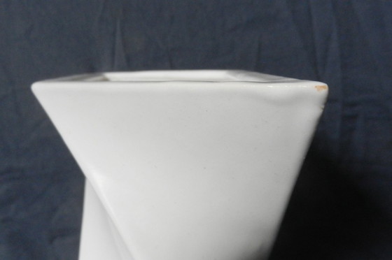 Image 1 of Angled white earthenware vase Jan van der Vaart 1975