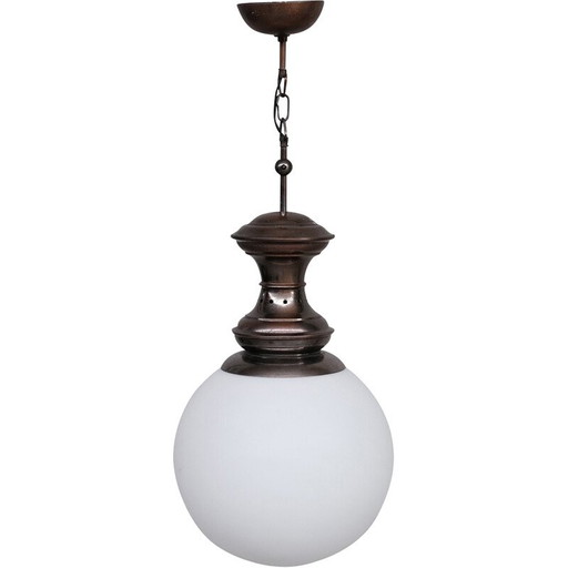 Italian mid-century brass and glass pendant lamp