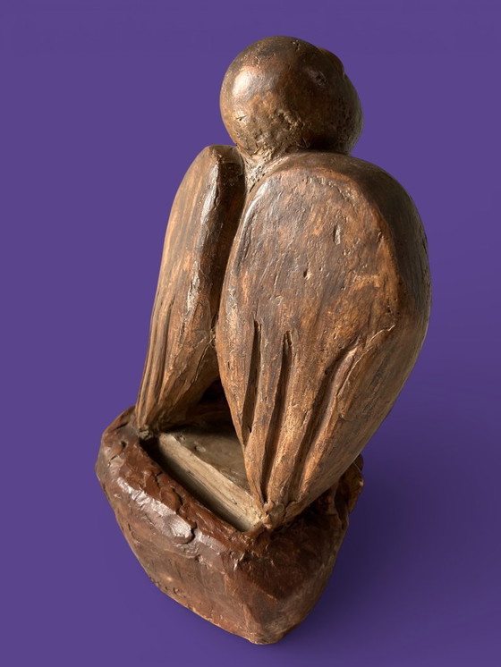 Image 1 of Expressief terracotta beeld van Belgisch kunstenares Anne Canneel