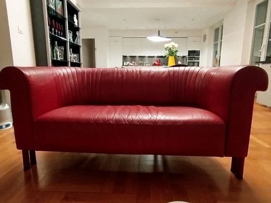 Image 1 of 2-seater sofa and leather armchair (sold together or separately)