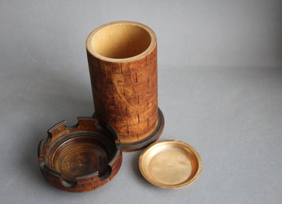 Image 1 of Portasigarette in legno fatto a mano con posacenere