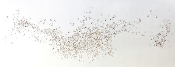 Image 1 of Dimensionaal modern organisch decoratief wandkunstwerk met textuur in wit, brons, espresso en goud - "Groei"