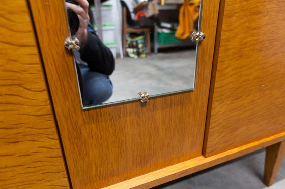 Image 1 of 1970s Scandinavian wardrobe with hanging space, shelf, mirror, 21x126cm, 2 doors
