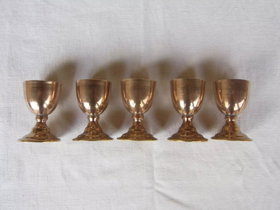 Image 1 of Servizio da caviale in ottone e vetro soffiato