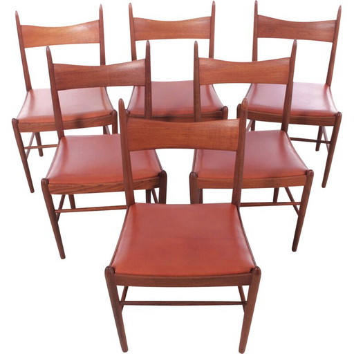 Set di 6 sedie vintage in teak scandinavo