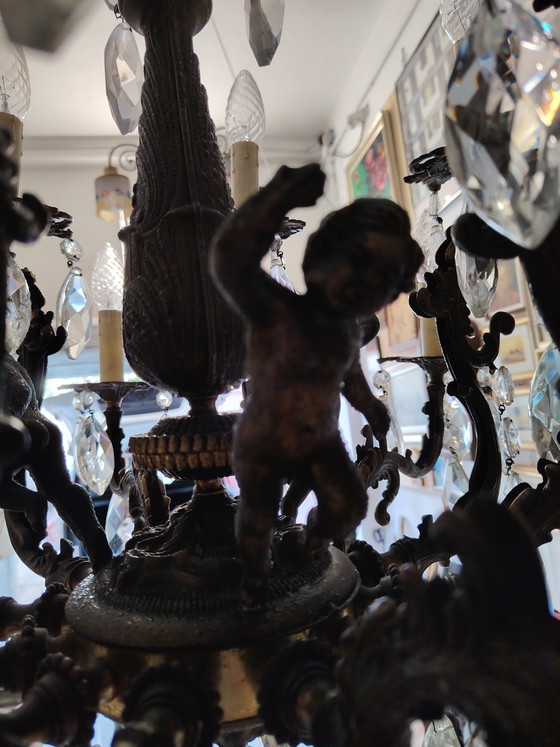 Image 1 of Kronleuchter aus Bronze und Glas aus Böhmen