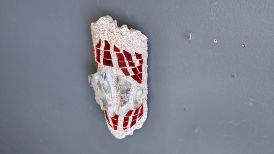 Image 1 of Brutalistische wandlamp van cement en glas, jaren 60.