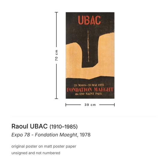 Raoul Ubac Poster Expo 78 - Fondation Maeght – Paper (photo 3 of 5)