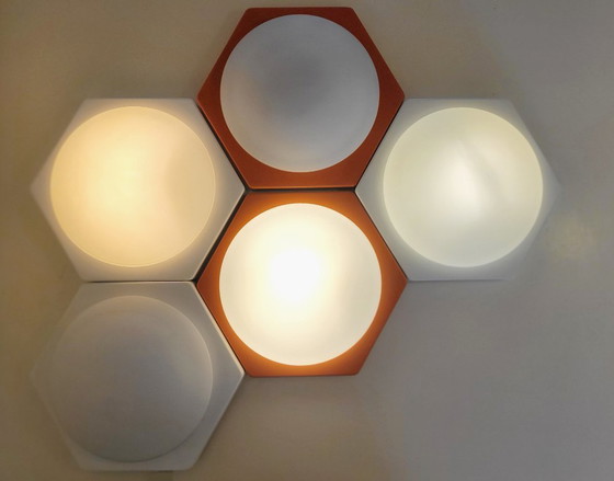 Image 1 of Vintage Space Age hexagon wandlampen van Paul Neuhaus 1970