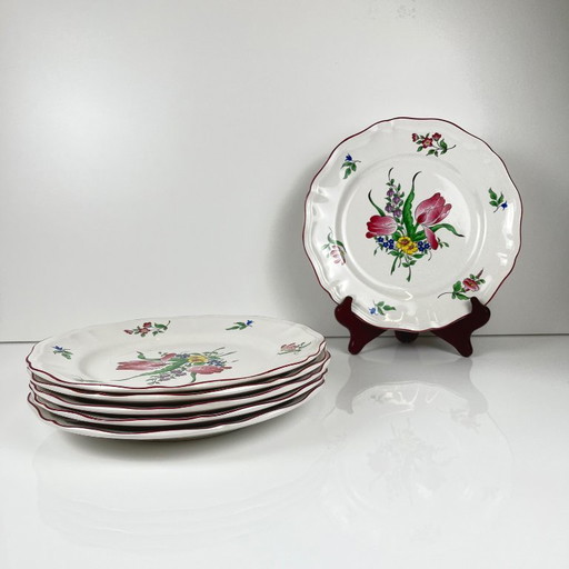 Set van 6 KG Luneville dinerborden – Straatlantaarnpatroon