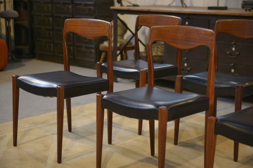 Set aus 6 skandinavischen Teakholzstühlen von Niels Otto Moller, Dänemark, 1960er Jahre