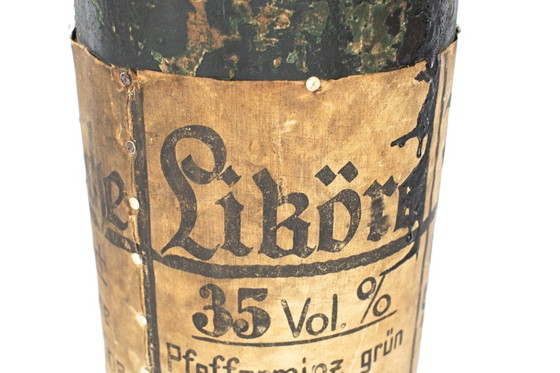 Image 1 of Vintage paper Deco | very old 1940 Bottle cardboard | 102cm high | Pub | Germany Korn Alcohol Rum Liqueur German Schnapps