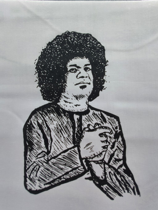 Sathya Sai Baba, A Unique Wall Decoration or Meditation Banner, With a Life Excerpt