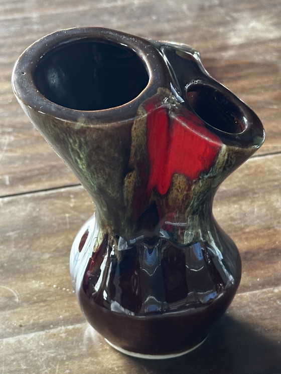 Image 1 of Triflore Vintage Vallauris ceramic vase H 16 cm