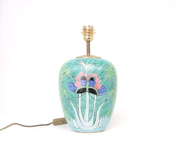 Image 1 of Lampada da tavolo vintage cinese Famille vert con farfalla