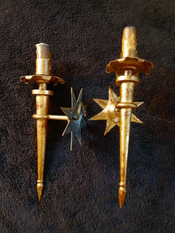 Splendido set di applique da parete in ferro dorato di Gilbert Poillerat – Gold, Iron (photo 3 of 6)