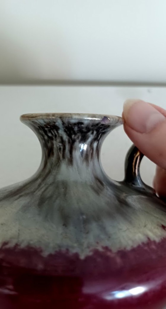 Image 1 of West German studio ceramics vase. Gradient / oxblood glaze. Mid-Century.