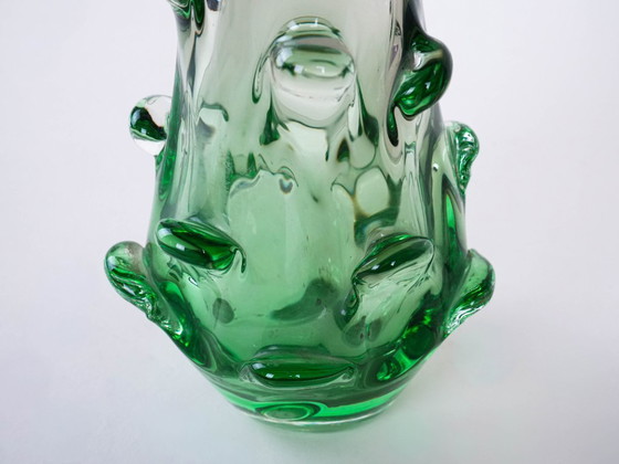 Image 1 of Groene vaas, Murano glas, jaren 60, gemaakt in Italië