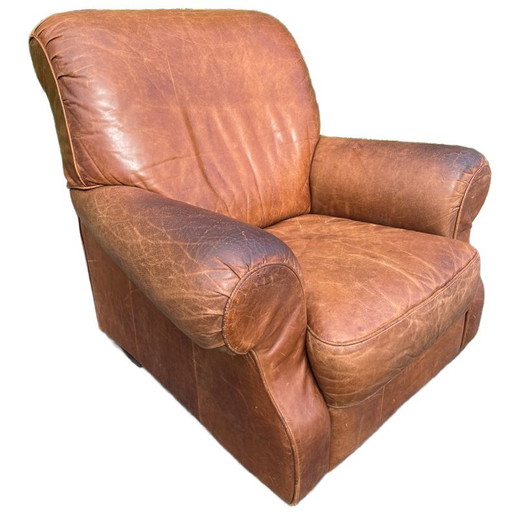 Fauteuil club vintage en cuir - Design italien